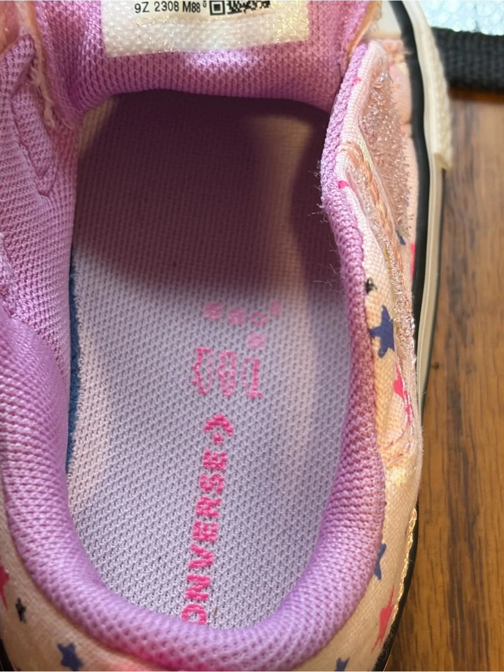 Converse Kids Pink Canvas Sneakers with Multicolor Star Print